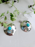Sterling Silver 925 Handmade Hammered Turquoise Drop Earrings - view 6