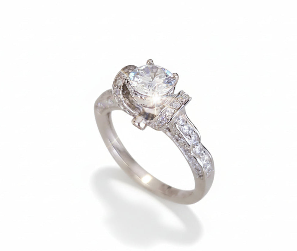 Sterling Silver Promise Engagement Wedding Ring - view 5