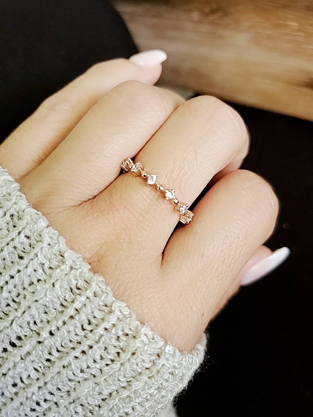 Sterling Silver Rose Gold Eternity Ring - view 5