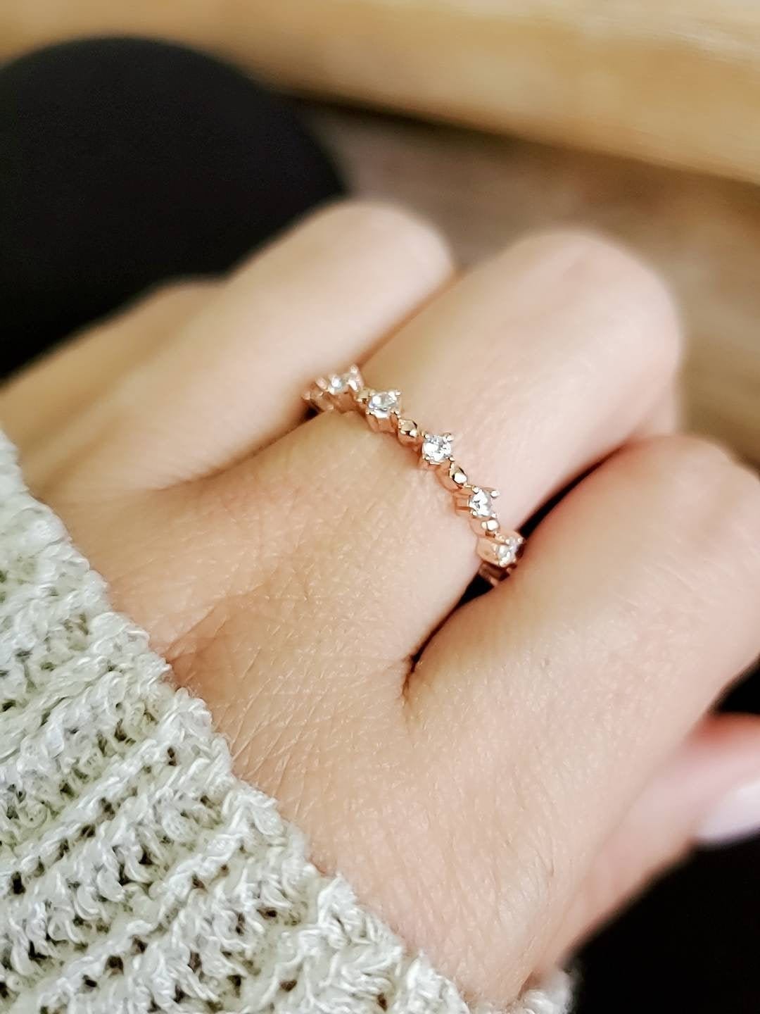 Sterling Silver Rose Gold Eternity Ring - view 2