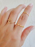 Sterling Silver Minimalist Thin Hammered Three Ring Set - view 7