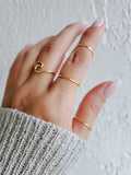 Sterling Silver Minimalist Thin Hammered Three Ring Set - view 2