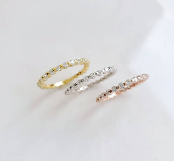 Sterling Silver Gold, Rose Gold Eternity Band