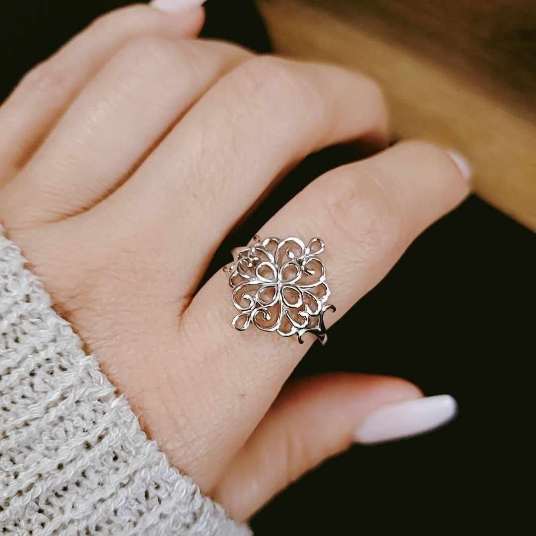Sterling Silver Filigree Statement Ring - view 2