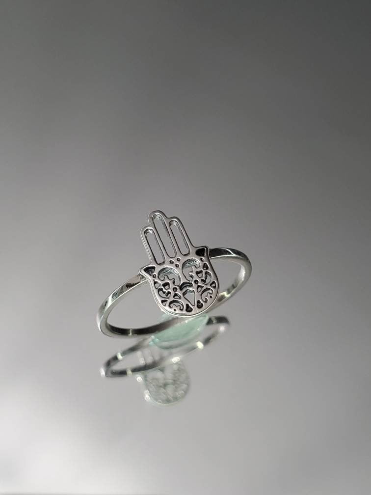 Hamsa Minimalist Hand of Fatima Amulet Ring
