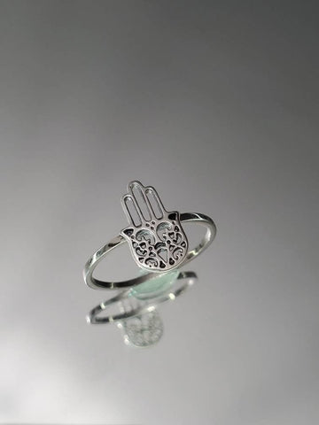 Hamsa Minimalist Hand of Fatima Amulet Ring