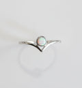 Sterling Silver White Opal Chevron Ring