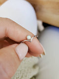 Sterling Silver White Opal Chevron Ring - view 4