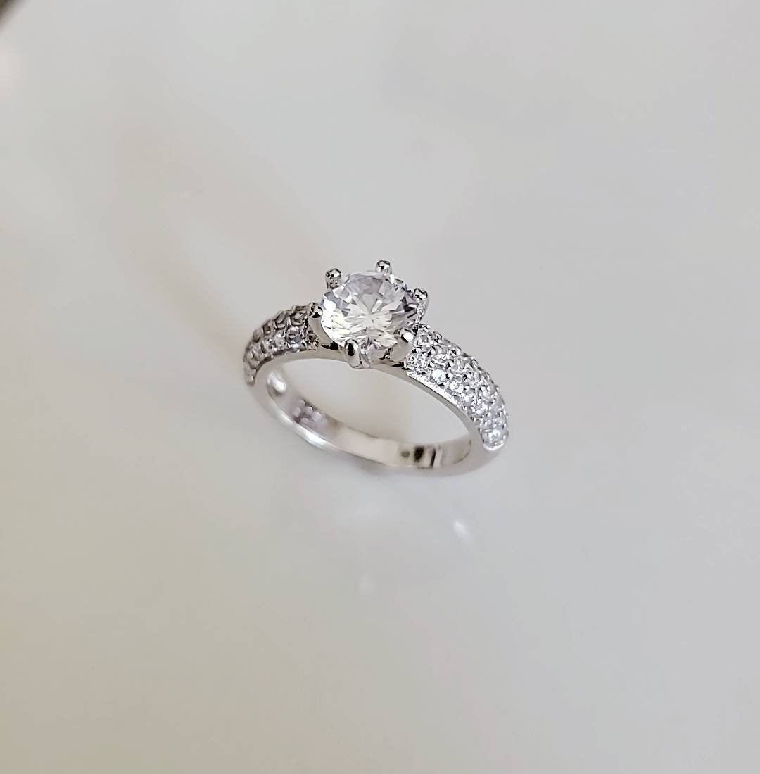 Sterling Silver 925 Engagement Promise Round Cut Ring - view 7