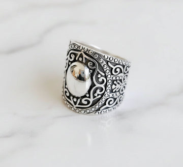 Sterling Silver Solid Concave Bold Ring
