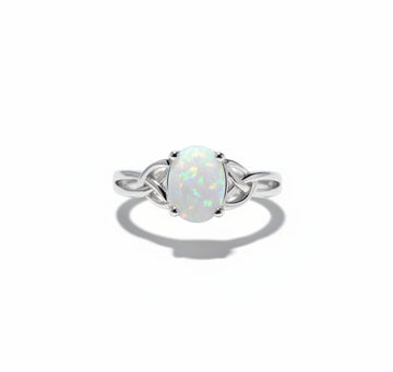 Sterling Silver White Opal Celtic Ring