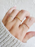 Sterling Silver Minimalist Thin Hammered Three Ring Set - view 3