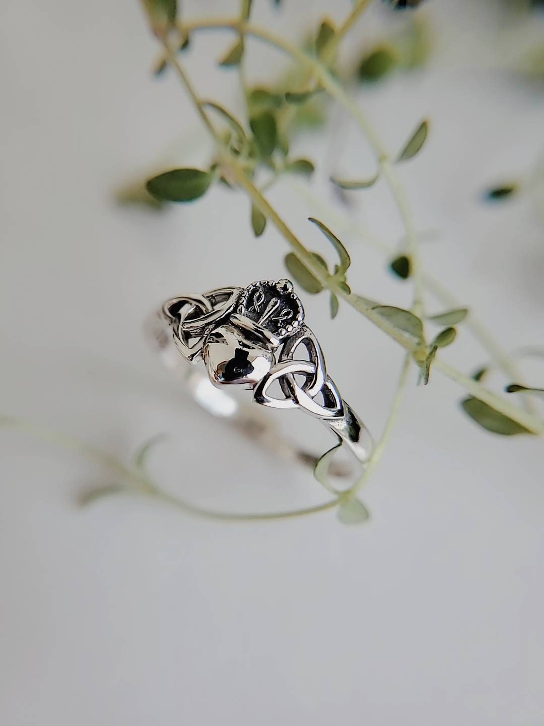 Sterling Silver Celtic Claddagh Ring - view 9