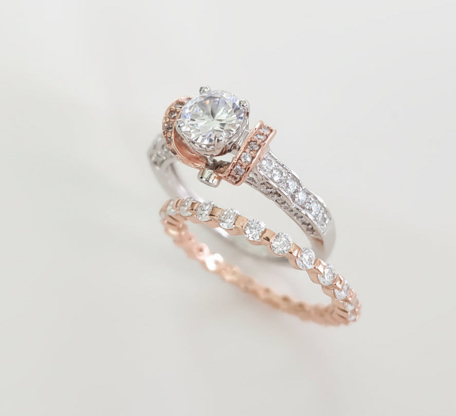 Sterling Silver Rose Gold Engagement Ring - view 9