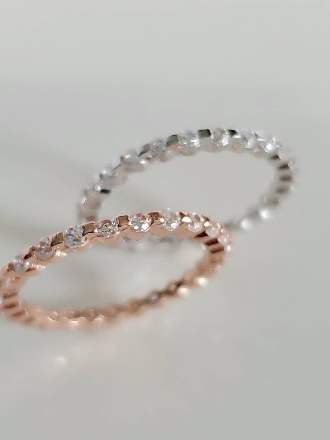 Sterling Silver Gold, Rose Gold Eternity Band - view 5