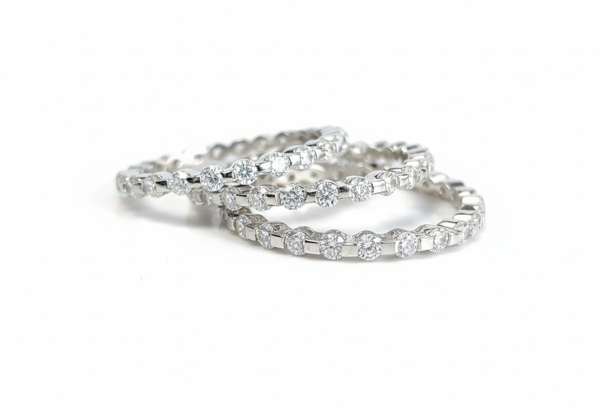 Sterling Silver Gold, Rose Gold Eternity Band - view 2