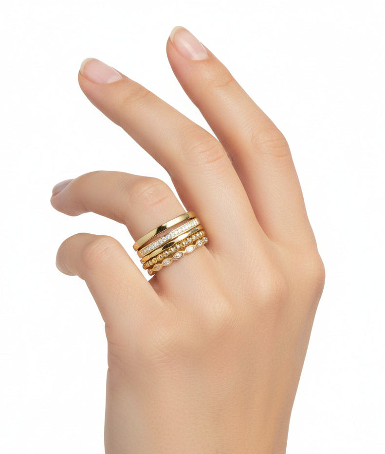 Sterling Silver Square Top Band, Gold, Silver or Rose Gold Ring - view 6