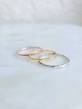 Sterling Silver Minimalist Thin Hammered Three Ring Set
