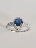 Sterling Silver Halo Sapphire Ring - view 4