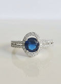 Sterling Silver Halo Sapphire Ring - view 2