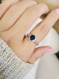 Sterling Silver Halo Sapphire Ring - view 6