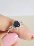 Sterling Silver Halo Sapphire Ring - view 5