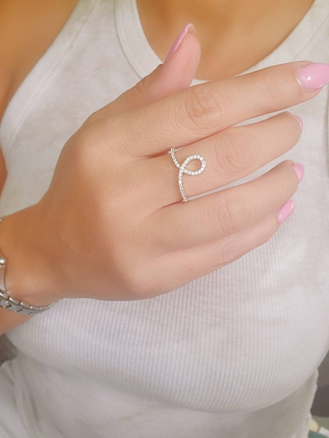 High Polished Unique Curved Ring - view 4