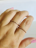 Sterling Silver Dainty Beaded Band Ring - view 9