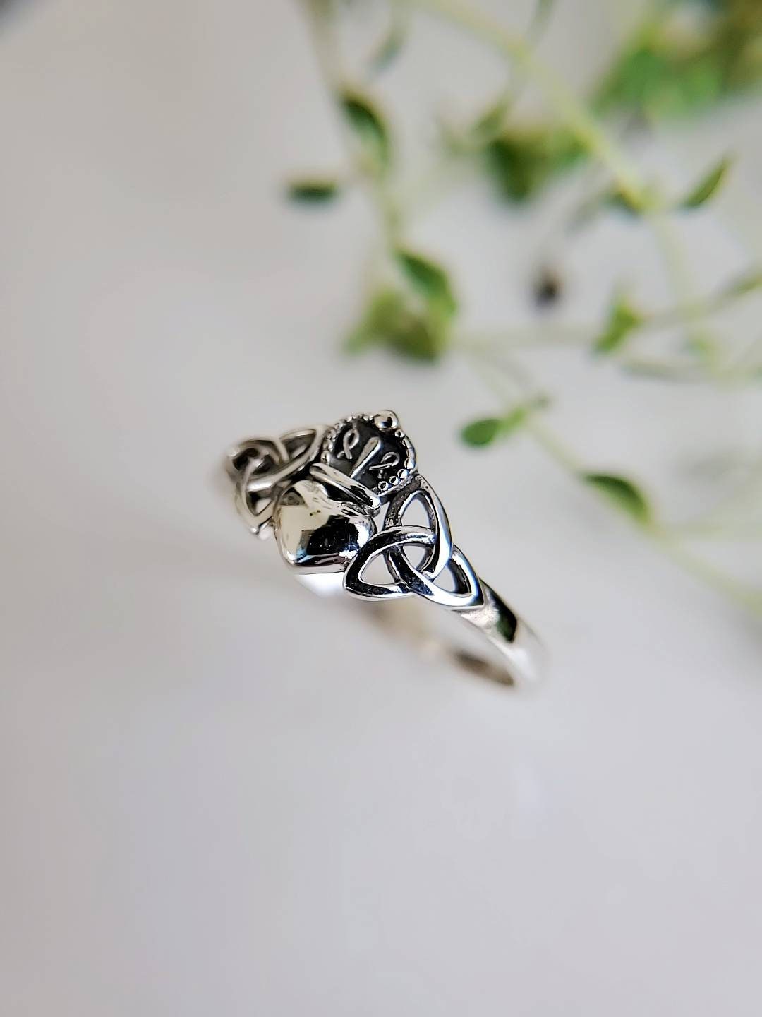 Sterling Silver Celtic Claddagh Ring - view 6