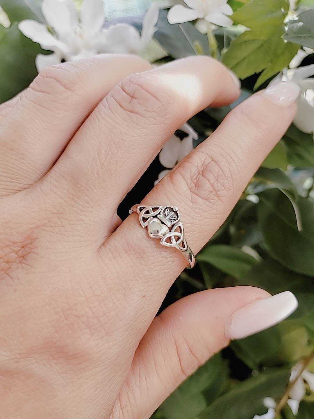 Sterling Silver Celtic Claddagh Ring - view 4