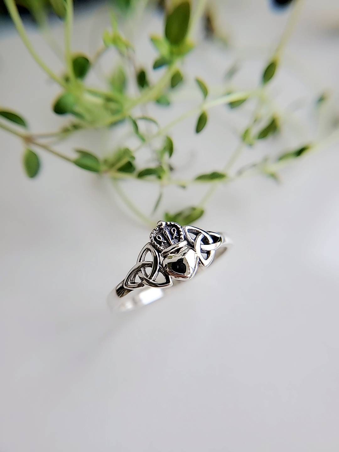 Sterling Silver Celtic Claddagh Ring - view 7