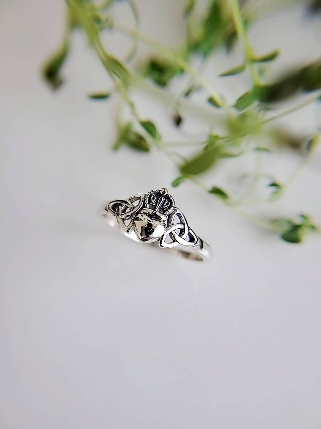 Sterling Silver Celtic Claddagh Ring - view 5