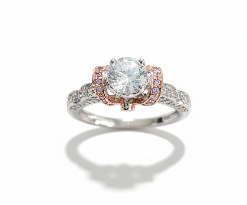 Sterling Silver Rose Gold Engagement Ring