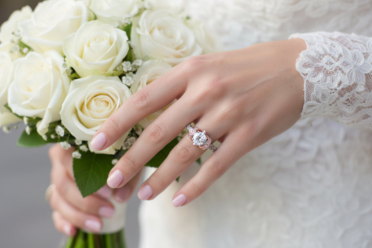 Sterling Silver Rose Gold Engagement Ring - view 2