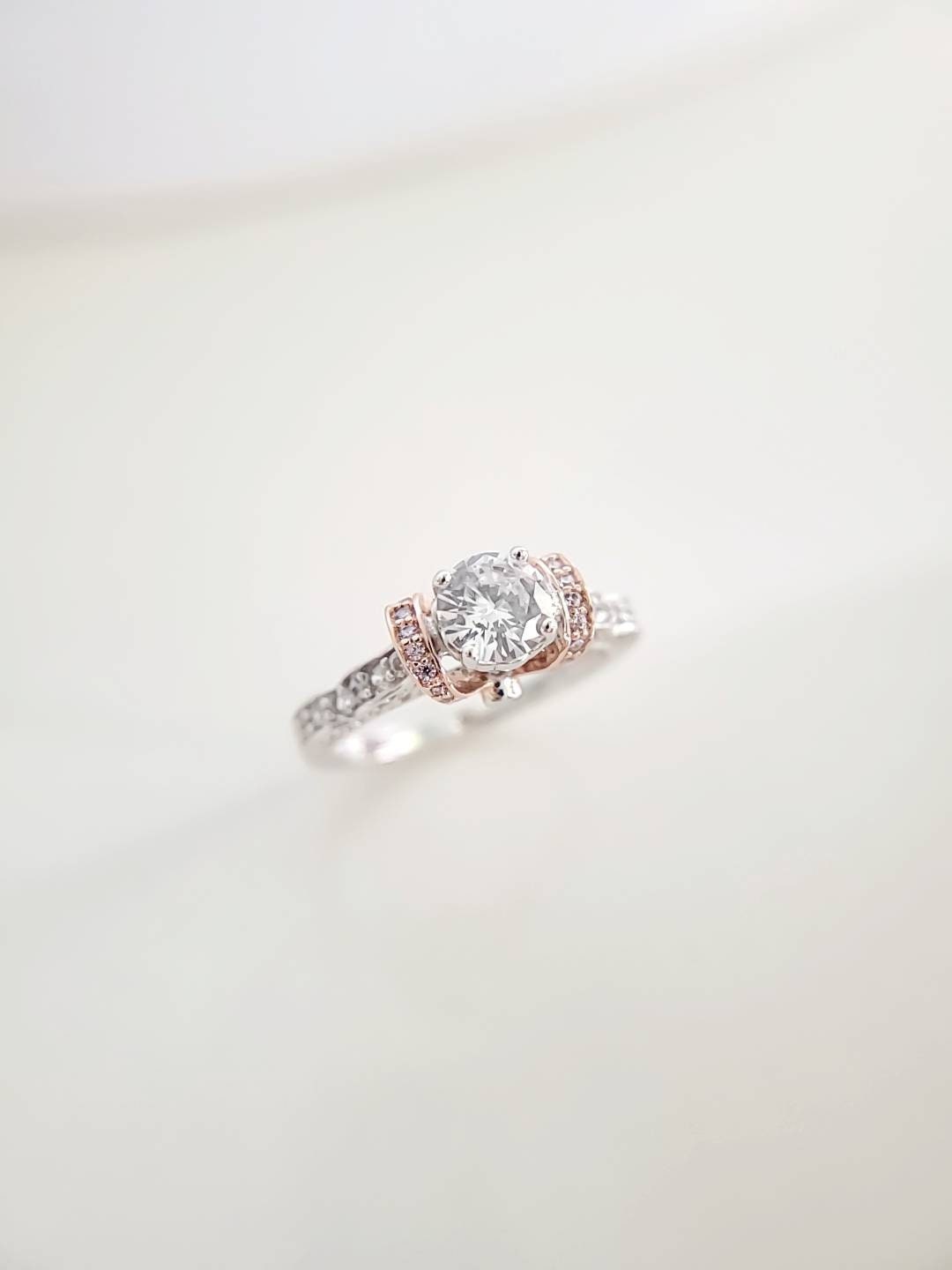 Sterling Silver Rose Gold Engagement Ring - view 10