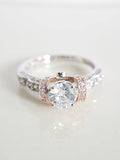 Sterling Silver Rose Gold Engagement Ring - view 3