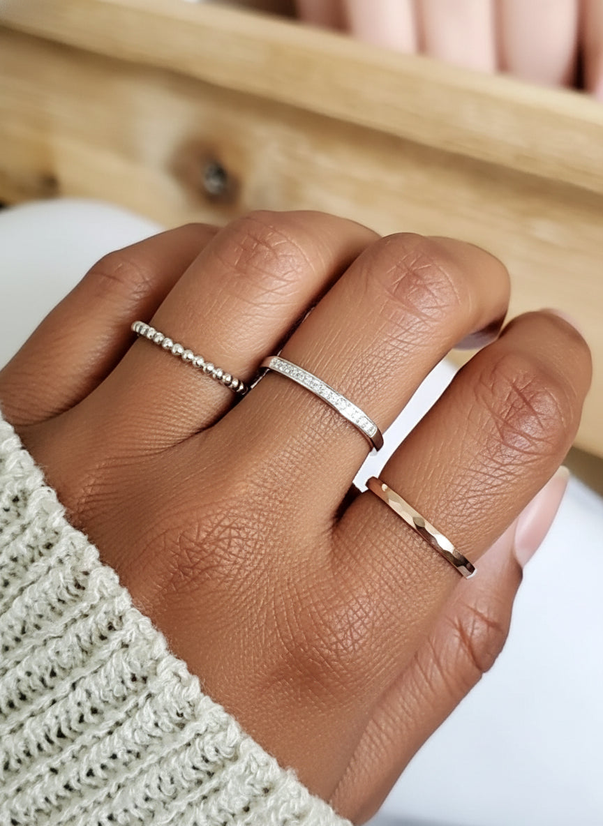 Sterling Silver Square Top Band, Gold, Silver or Rose Gold Ring - view 8