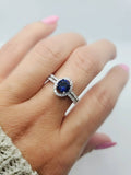 Sterling Silver Halo Sapphire Ring - view 2