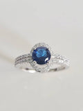 Sterling Silver Halo Sapphire Ring - view 10