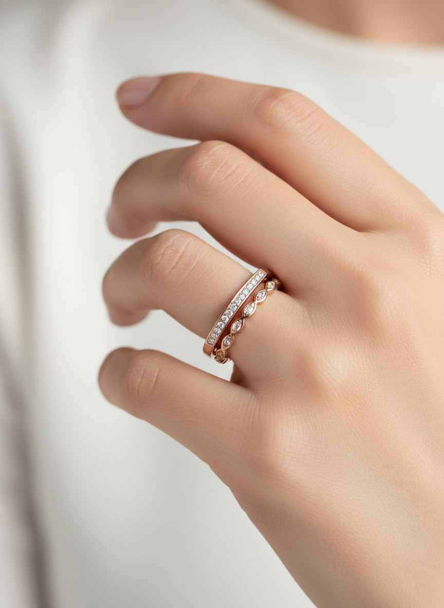 Sterling Silver Square Top Band, Gold, Silver or Rose Gold Ring - view 4