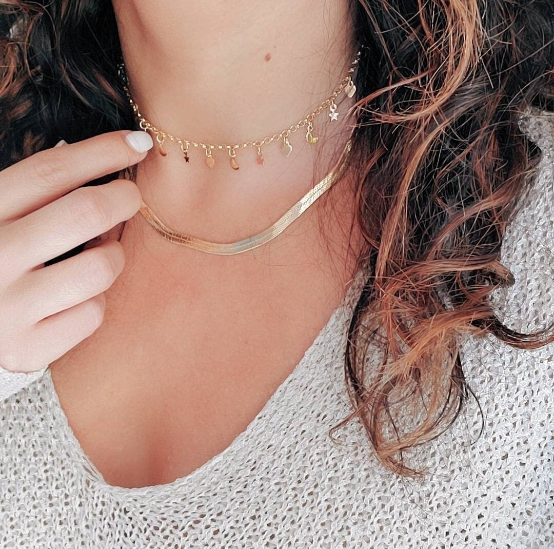 Gold Filled Moon and Stars Choker Chain - view 4