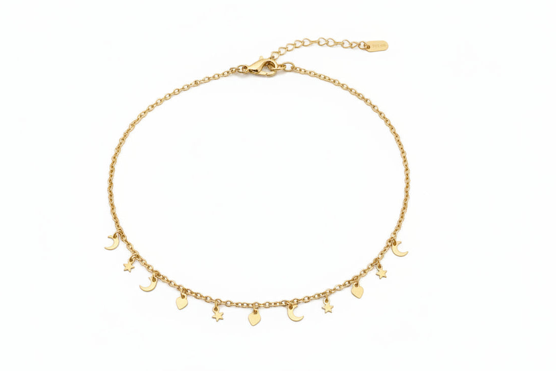 Gold Filled Moon and Stars Choker Chain