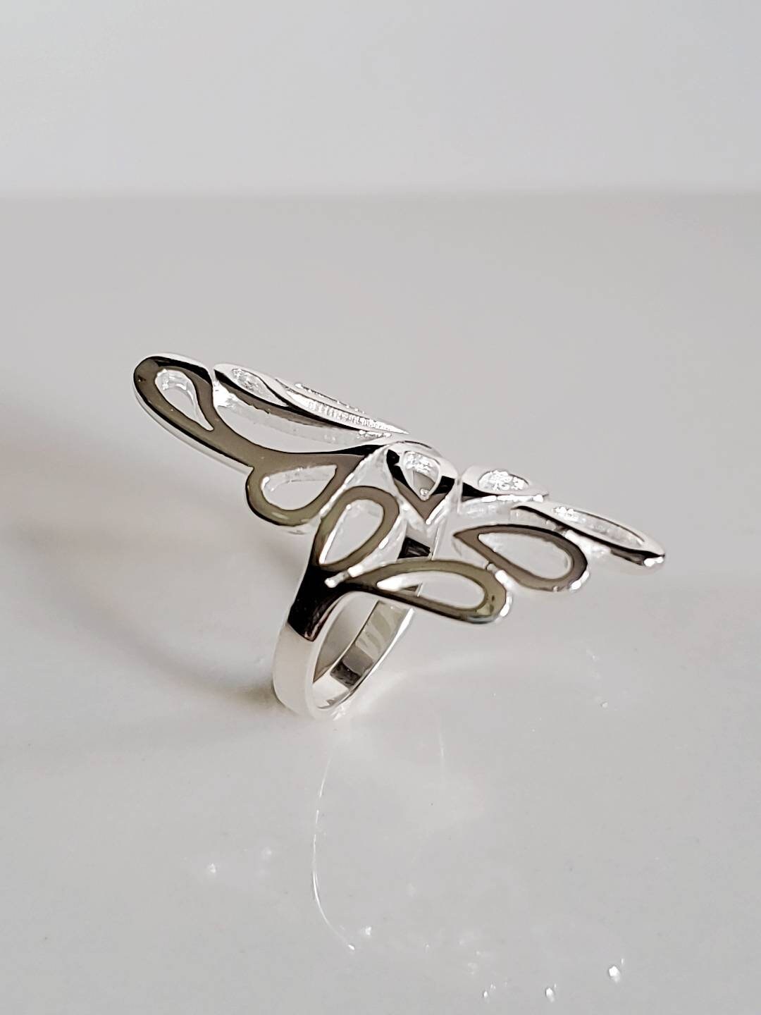 Sterling Silver 925 Shield Leaf Bold Ring - view 9
