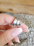 Sterling Silver Soli ld Hammered Band Ring - view 10