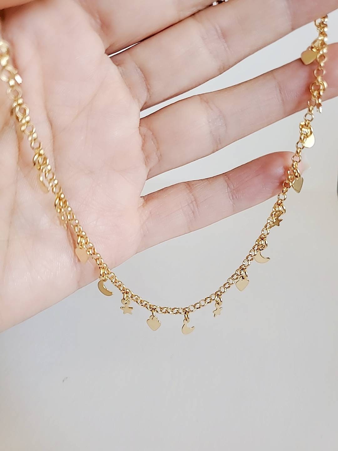 Gold Filled Moon and Stars Choker Chain - view 3