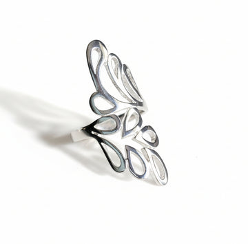 Sterling Silver 925 Shield Leaf Bold Ring