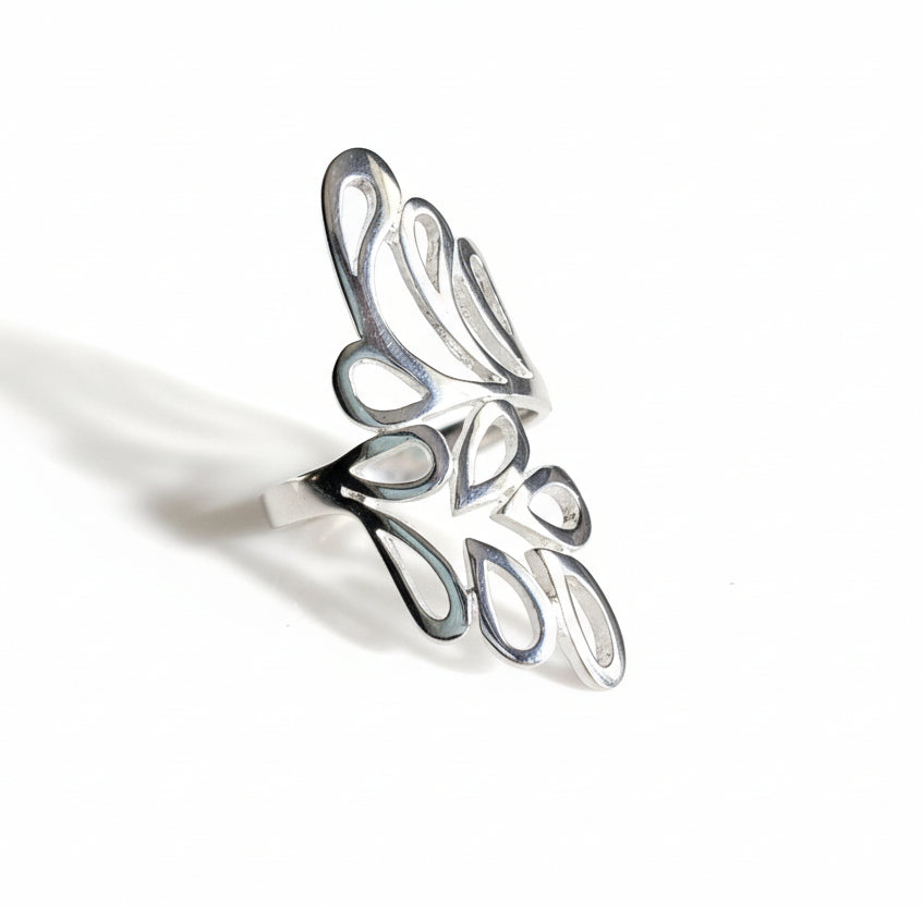 Sterling Silver 925 Shield Leaf Bold Ring - view 5