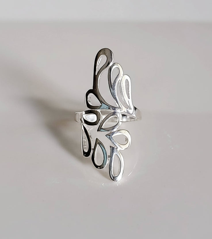 Sterling Silver 925 Shield Leaf Bold Ring - view 7