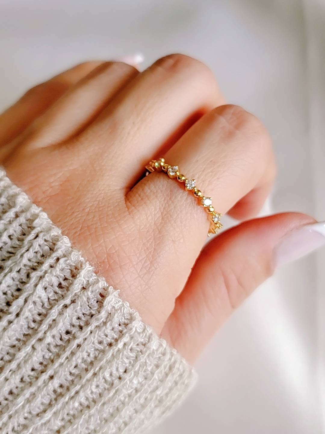 Sterling Silver Gold Eternity Band Ring