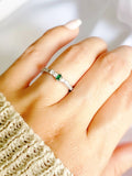 Sterling Silver Emerald Dainty Ring - view 4